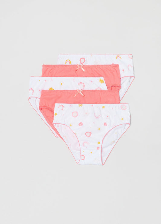 OVS Girls Five-Pack Briefs With Flower Print