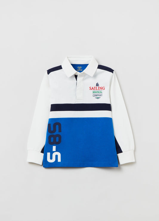 OVS Kids Boy Colour Block Polo Shirt With Embroidery And Print