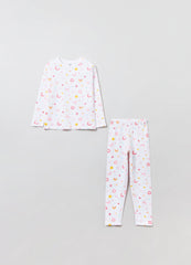 OVS Girls Cotton Pyjamas With Rainbow And Flower Print
