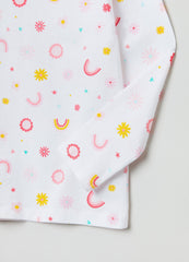 بيجاما قطنية للبنات من OVS مطبوعة بألوان قوس قزح وزهور