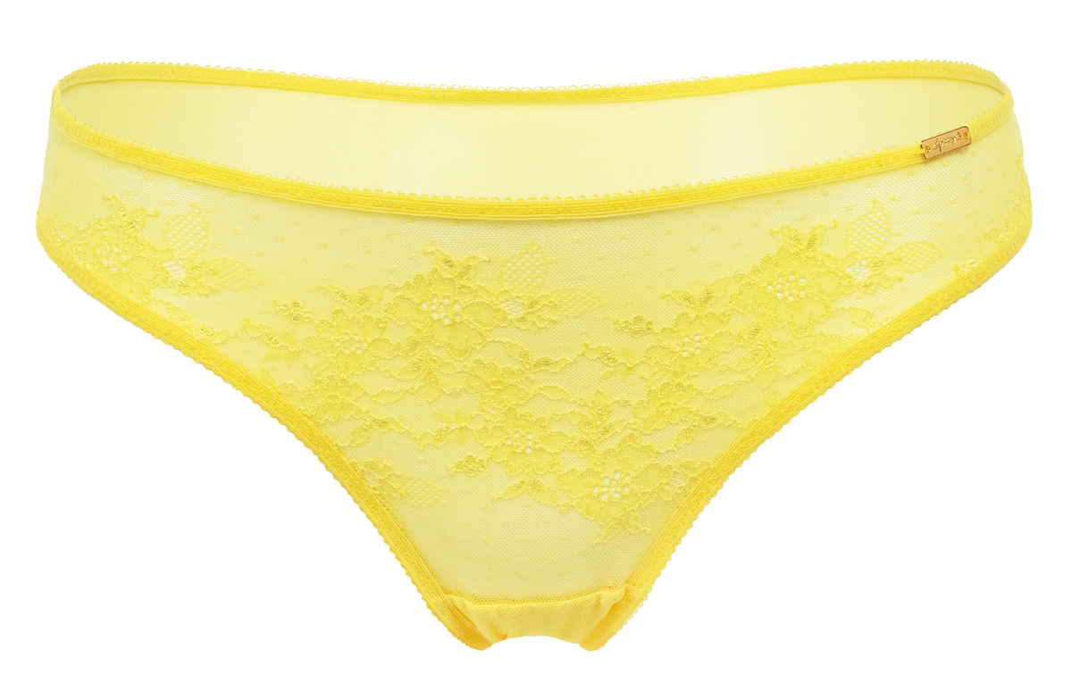 سروال بيكيني من الدانتيل اللامع من Gossard - أصفر