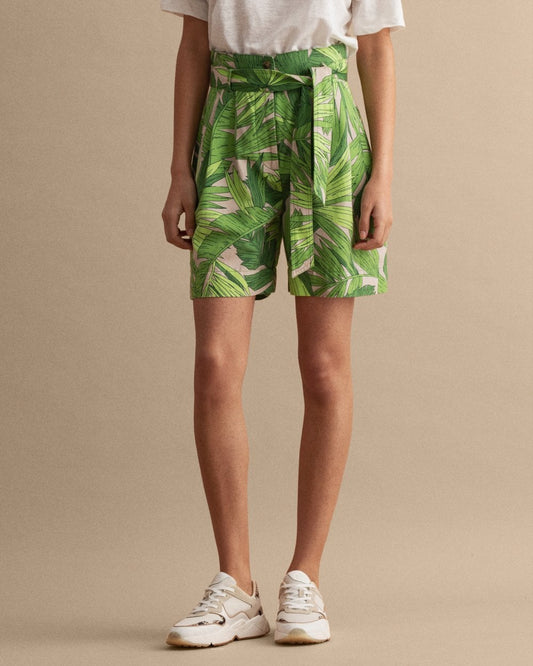 Gant Palm Breeze Print High-Waisted Pleated Shorts