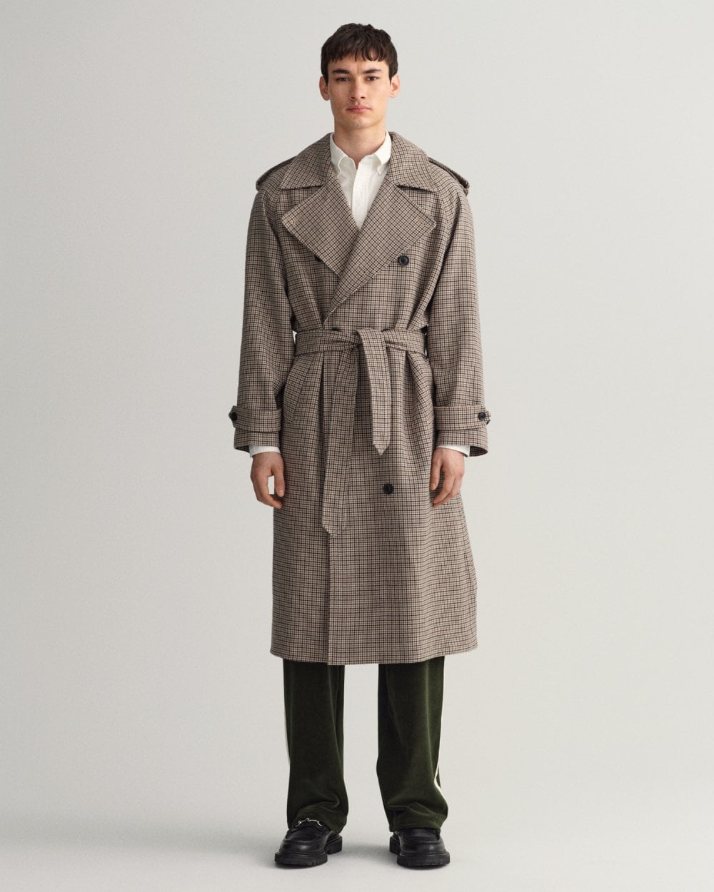 GANT Houndstooth Wool Trench Coat