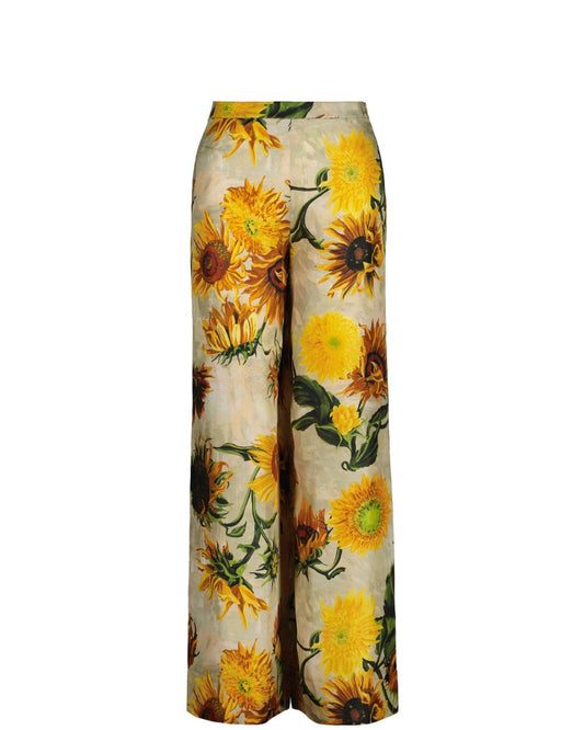 GANT Sunflower Print Wide Leg Silk Pants