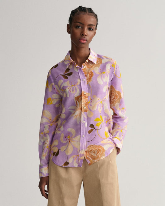GANT Regular Fit Floral Print Cotton Silk Shirt