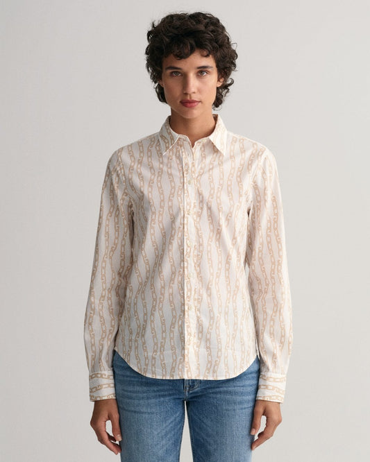 GANT Regular Fit Chain Print Cotton Voile Shirt