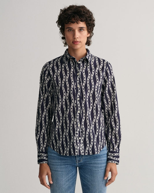 GANT Regular Fit Chain Print Cotton Voile Shirt