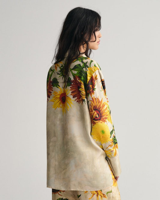 GANT Sunflower Print Popover Silk Blouse
