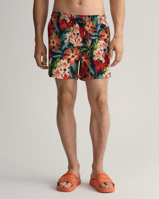 GANT Classic Fit Floral Print Swim Shorts