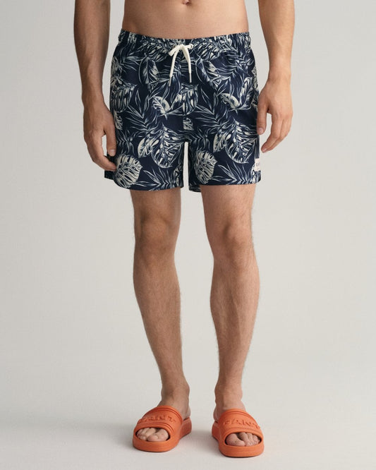 GANT Classic Fit Tropical Leaves Print Swim Shorts