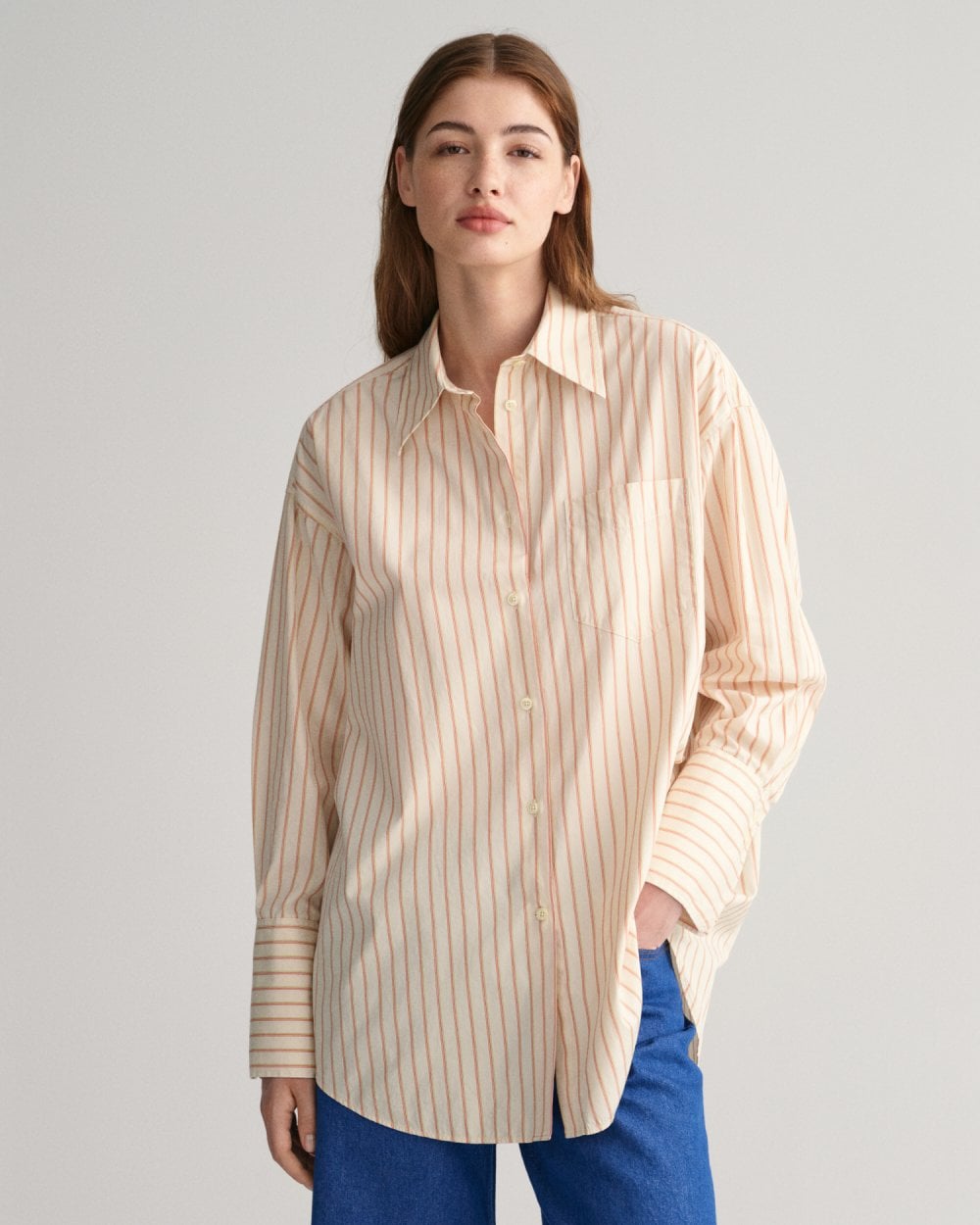 GANT Oversized High Cuffs Striped Poplin Shirt