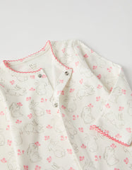 ملابس نوم زيبي 2 للفتيات الصغيرات «أرانب»، أبيض/وردي