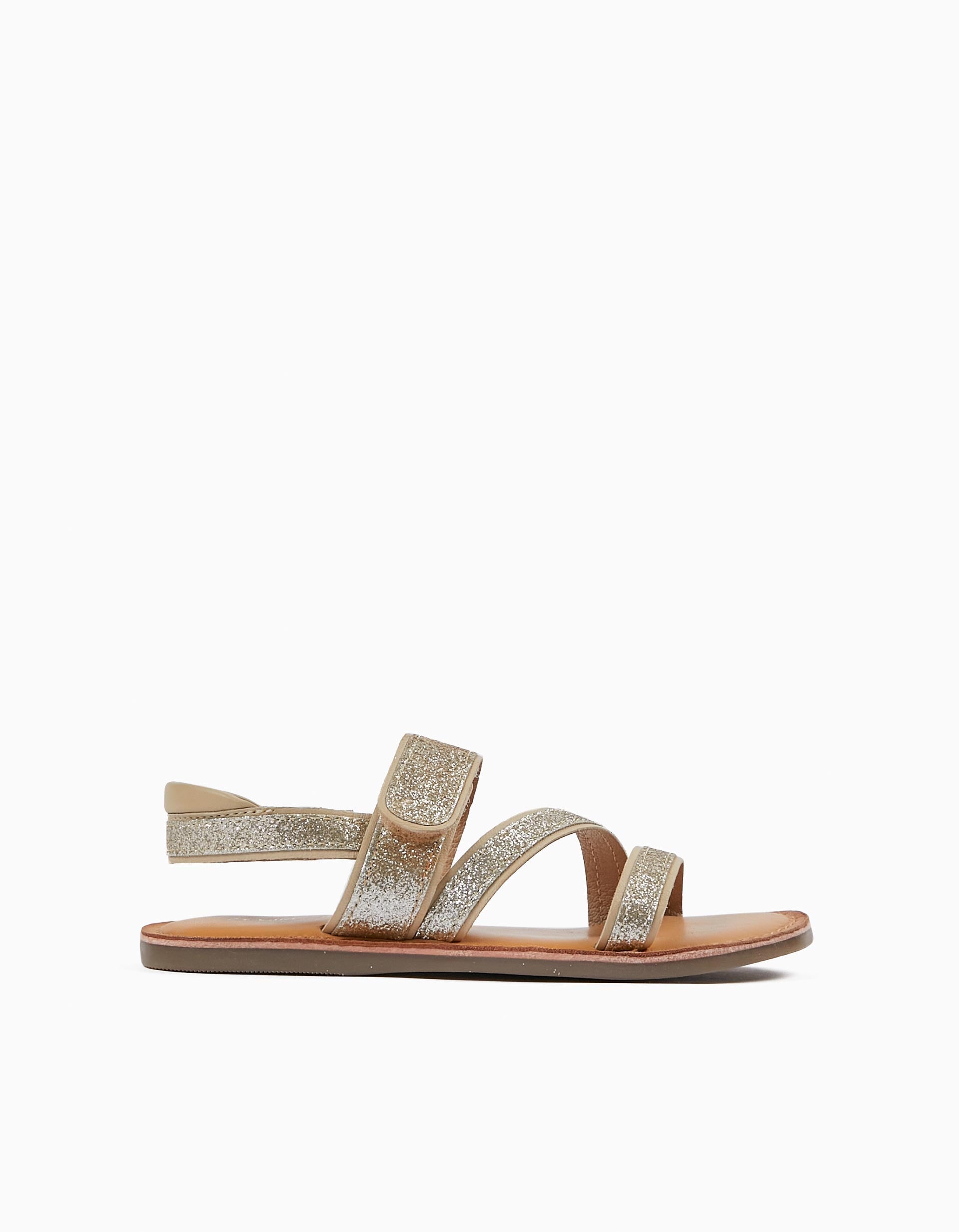 Zippy Leather Sandals With Glitter For Girls – thefashionnet