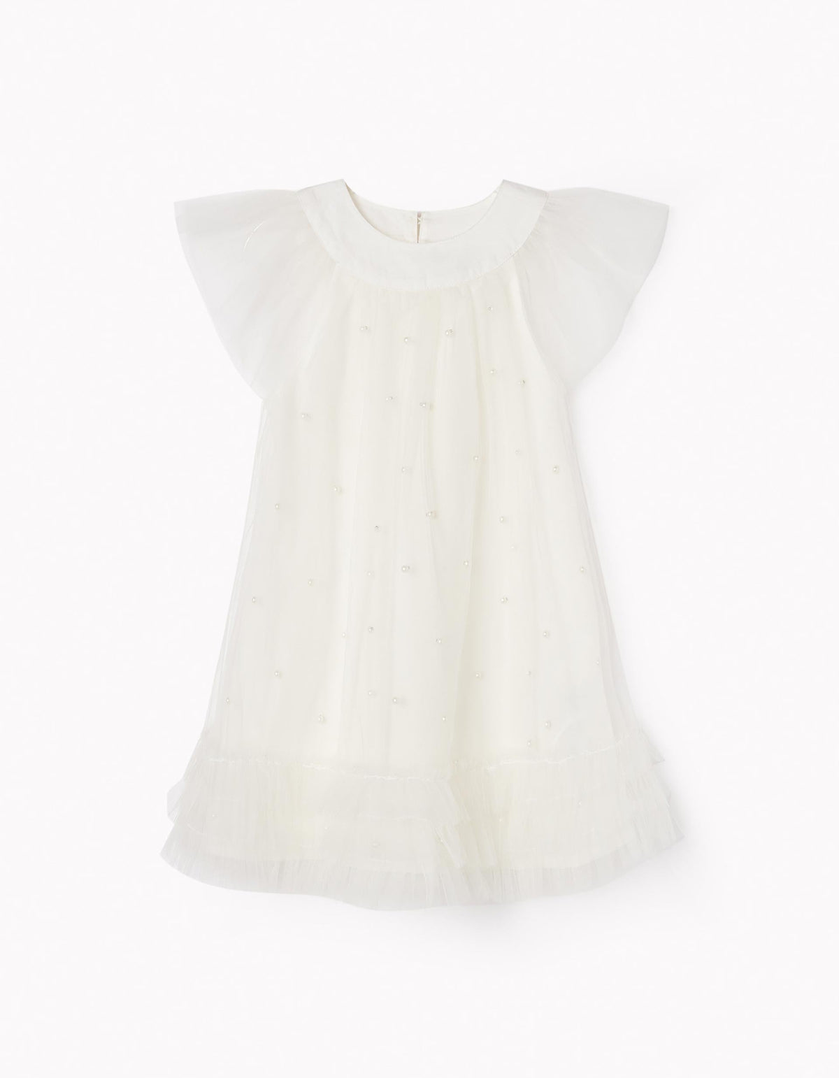 Zippy Dress With Pearls And Tulle For Baby Girls