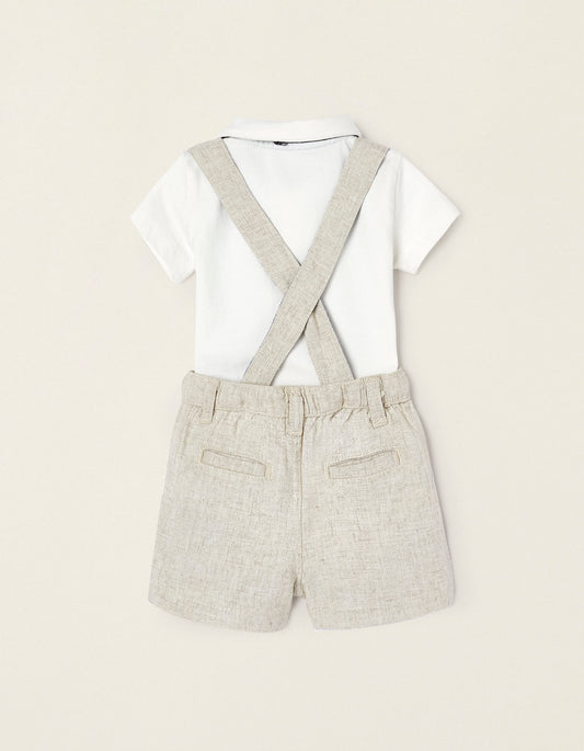Zippy Polo-Bodysuit + Shorts With Removable Braces For Newborn Baby Boys