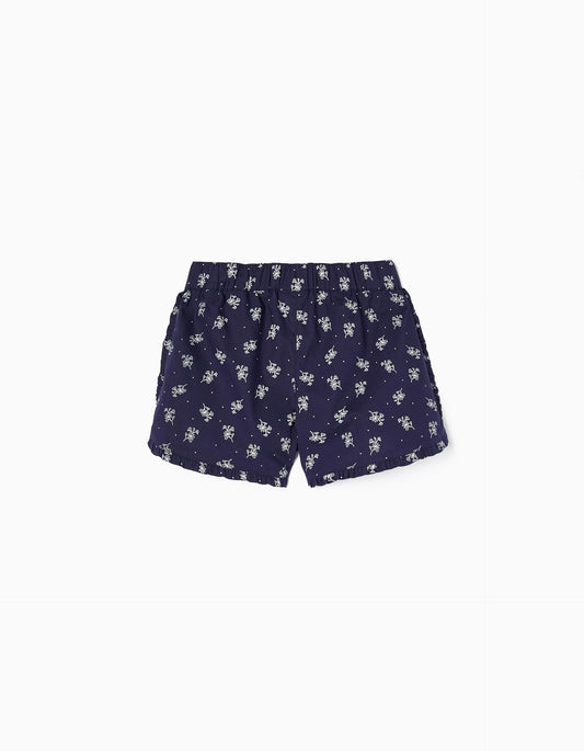 Zippy Cotton Shorts With Floral Pattern For Girls