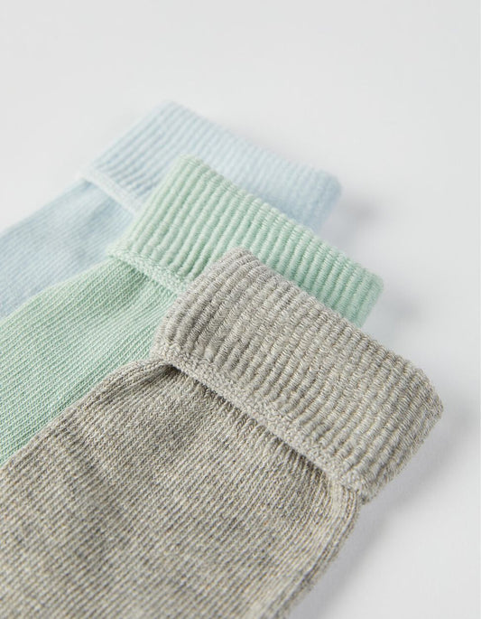 Zippy 3 Pairs Of Cuffed Socks For Baby Boys, Multicoloured