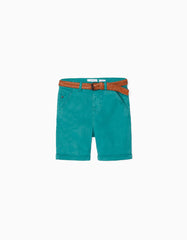 Zippy Chino Shorts With Belt For Boys, Green