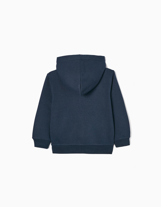 Zippy Hooded Brushed Jacket In Cotton For Boys 'Zy 96', Dark Blue/Yellow