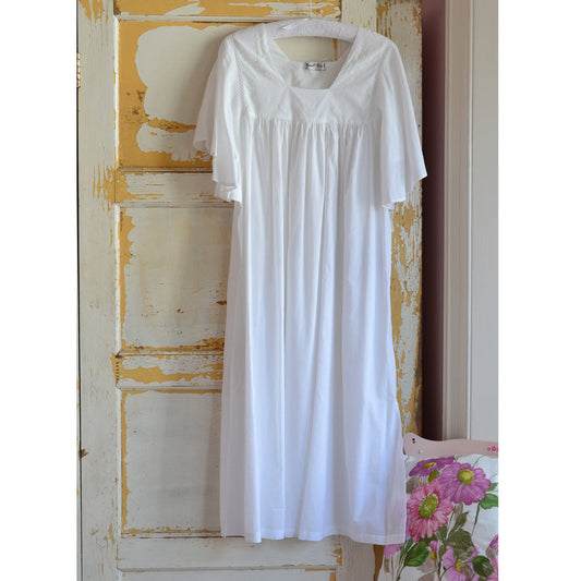 Powel Craft Valentina Square Neck Embroidered Night Dress - White