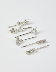 Zippy 6 Hair Slides For Babies And Girls, Silver