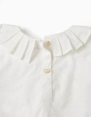 Zippy Cotton Pleated Blouse For Girls 'B&S', White