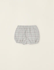 Zippy Plaid Shorts In Cotton For Newborn Baby Boys, Grey/Green
