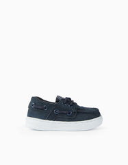 Zippy Suede Boat Shoes For Baby Boys, Dark Blue