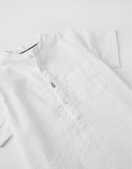 Zippy Textured Shirt For Boys, White