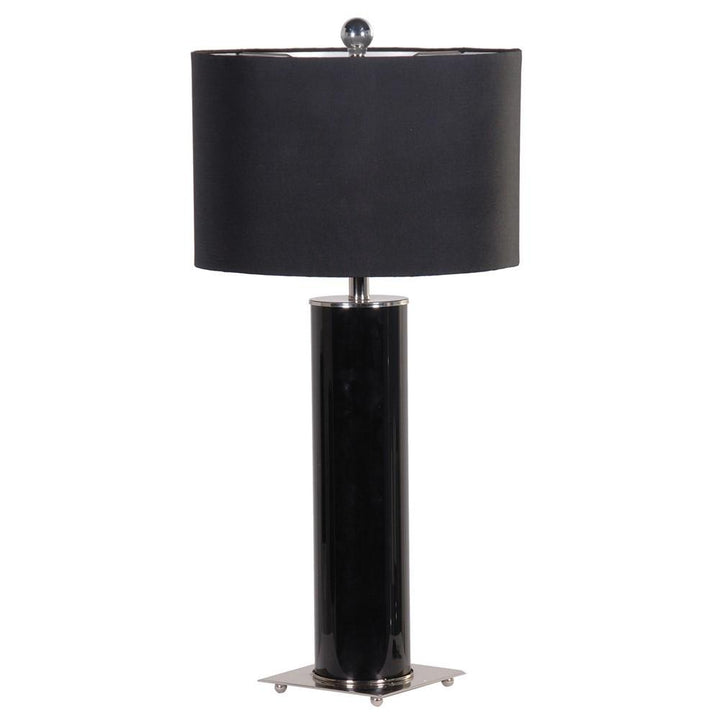 Black Cylinder Glass Lamp With Black Shade One Size