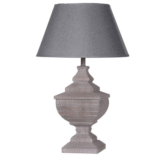 Block Table Lamp With Grey Shade H: 630mm Dia: 400mm