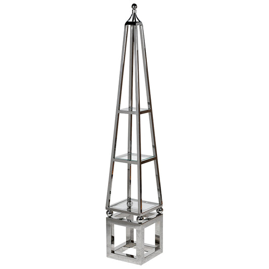 Stainless Steel Obelisk With Glass Shelves H:1710mm W:290mm D:290mm