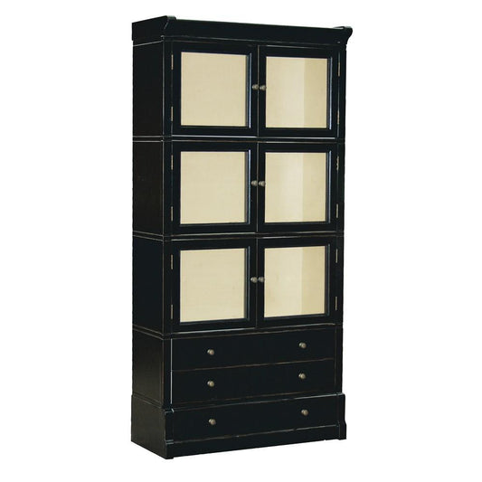 Fayence 6 drawer & 3door Book Case - Black H:1880mm W:900mm D:400mm