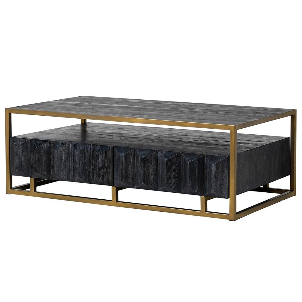 Black 2 Drwr Coffee Table H:450mm W:1300mm D:780mm