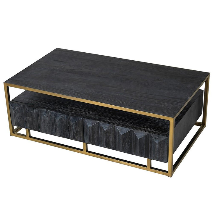 2 Drawer Coffee Table - Black H:450mm W:1300mm D:780mm