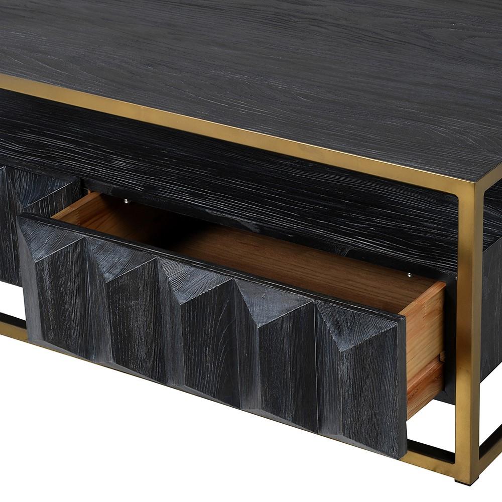 2 Drawer Coffee Table - Black H:450mm W:1300mm D:780mm