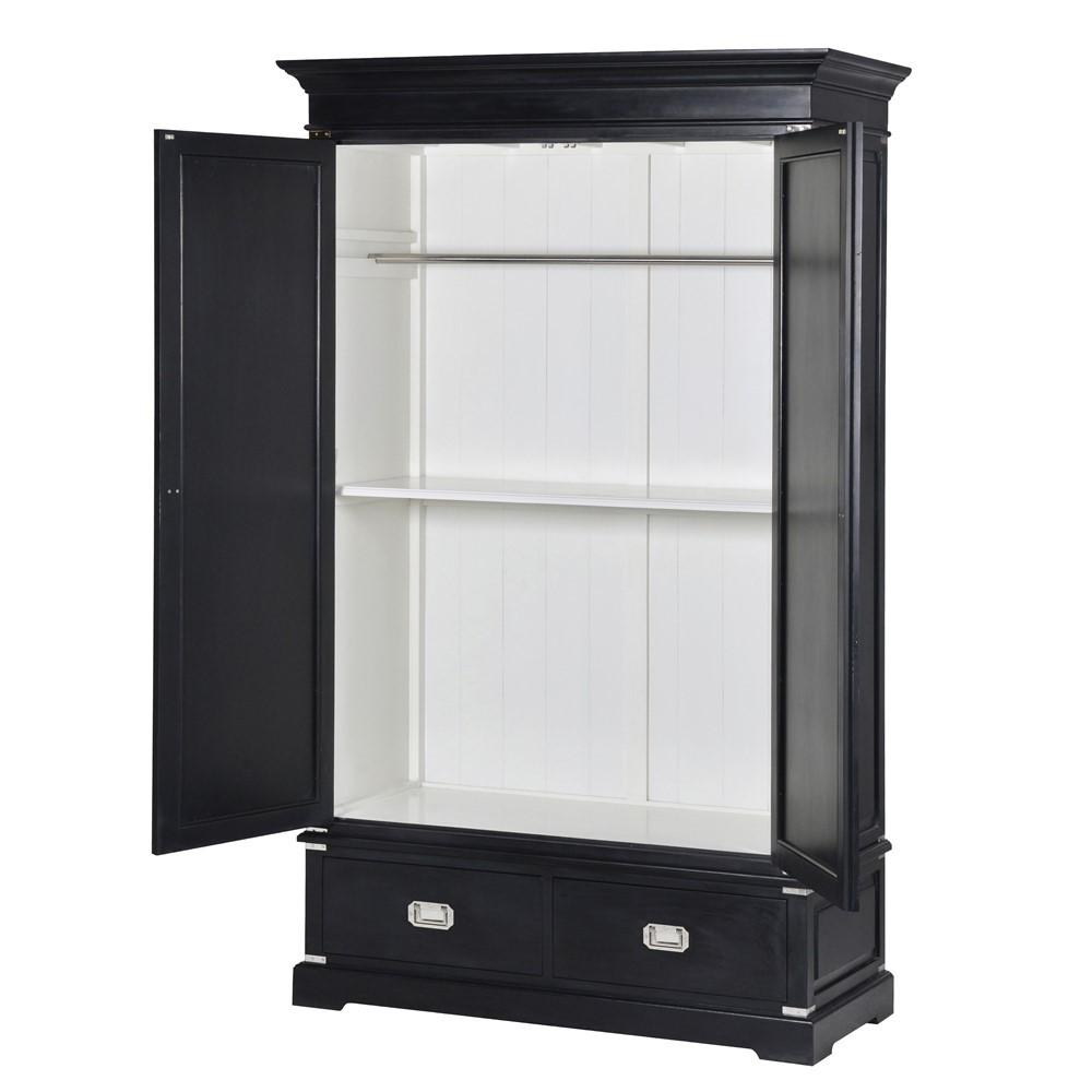 Kensington Wardrobe with 2 Drawers - Black H:2190mm W:1310mm D:610mm