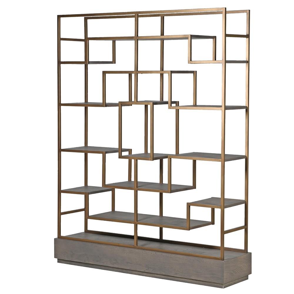 Astor Multi Shelf Unit - Gold H:2010mm W:1560mm D:360mm