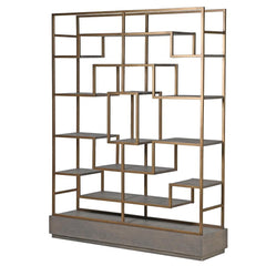 Astor Multi Shelf Unit - Gold H:2010mm W:1560mm D:360mm