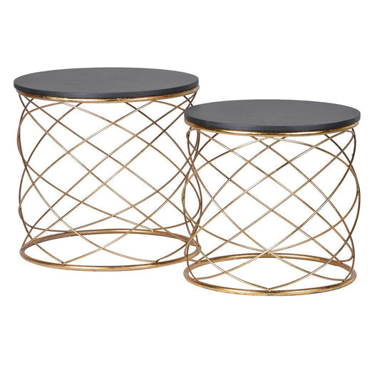S/2 Gold Loops End Tables H:450mm Dia:460mm