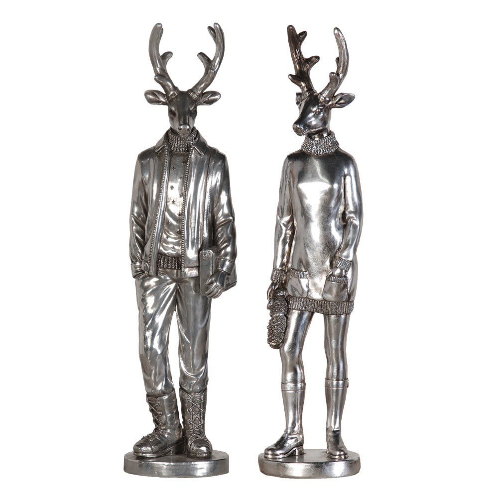 Ebony & Ivory Mr.& Mrs.Deer Set Of 2