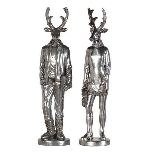 Ebony & Ivory Mr.& Mrs.Deer Set Of 2