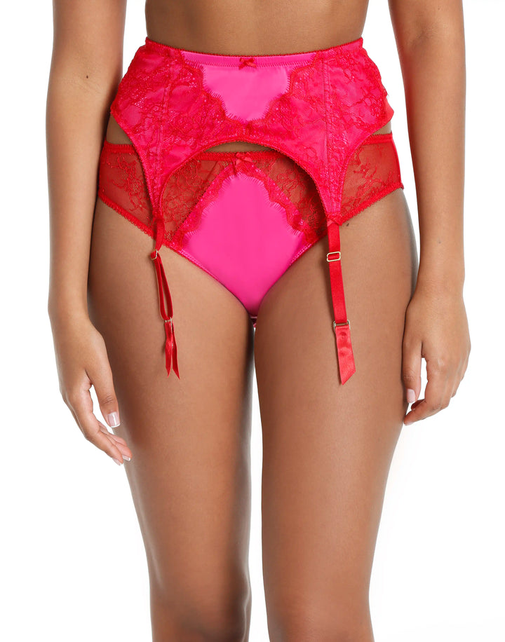 Isla & Evie Coral Pink Suspender Belt XS / PINK