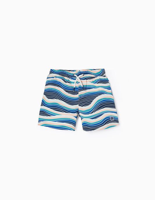Zippy Swim Shorts With Waves Pattern For Boys