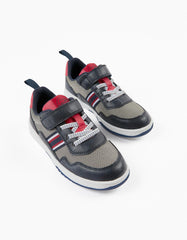 Zippy Dual-Material Trainers For Boys, Dark Blue/Red