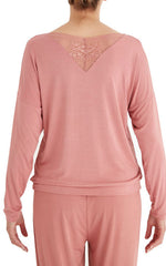 Pretty Polly Botanical Long Sleeve Batwing Top-Dusty Rose