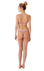 Pretty Polly Contrast Band Rib Thong- Dusty Rose