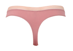 Pretty Polly Contrast Band Rib Thong- Dusty Rose