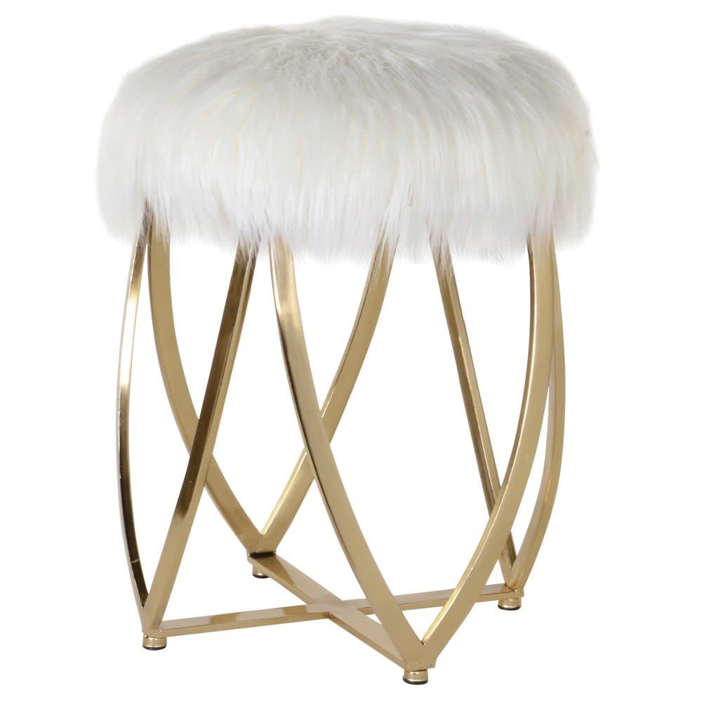 Dwell Faux Fur Gold Stool