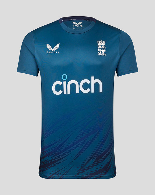 Junior England Cricket Training Short Sleeve Tee - Blue